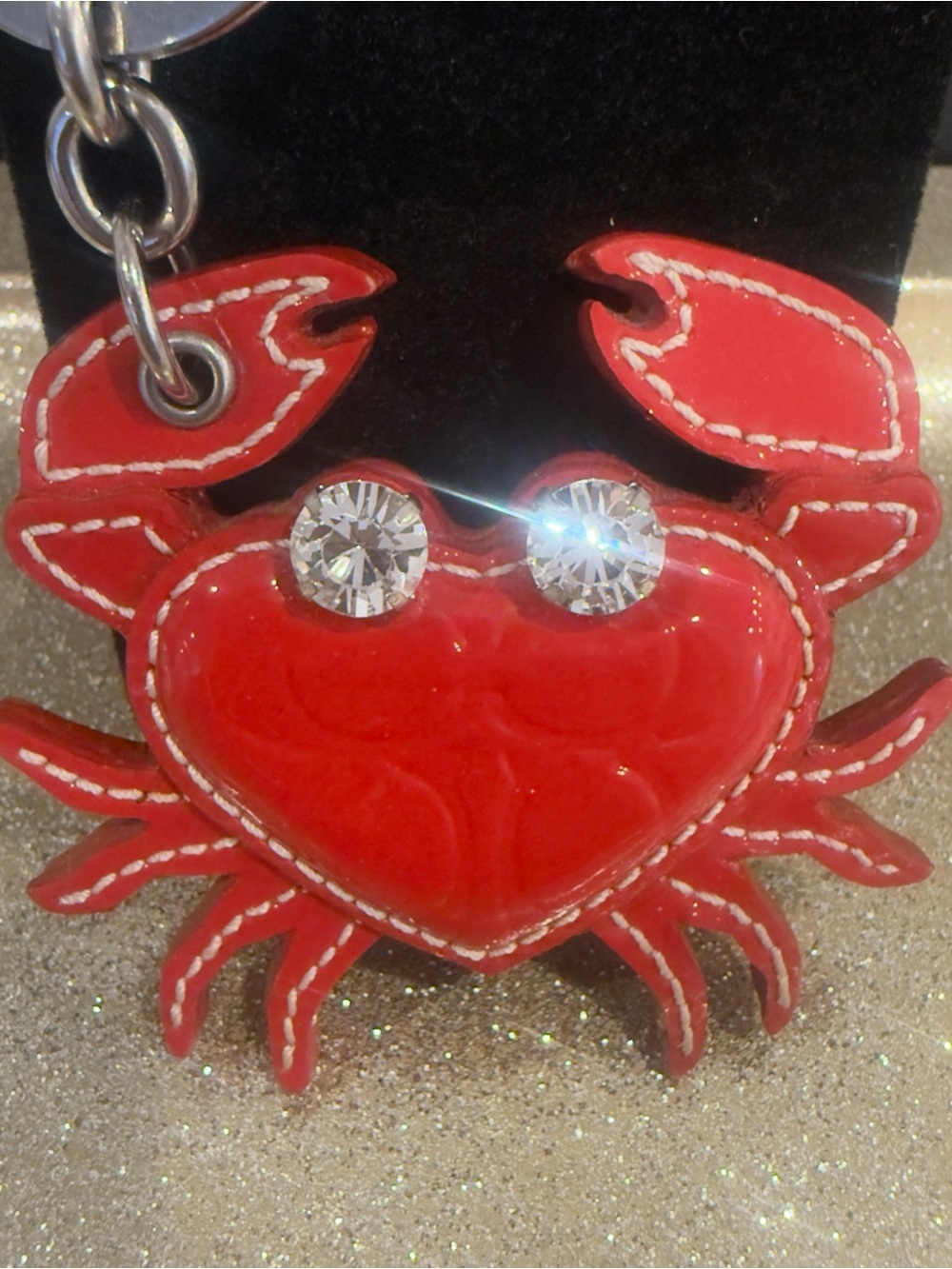 ❤️ Coach Limited Edition Red Crab Patent Leather Embossed Charm Key Ring - Rare! - Picture 4 of 15